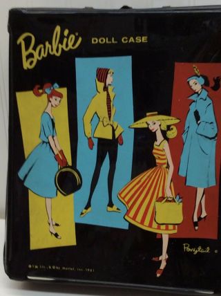 Vintage (1961) Barbie Doll Carry Case With Barbie Doll And Clothes
