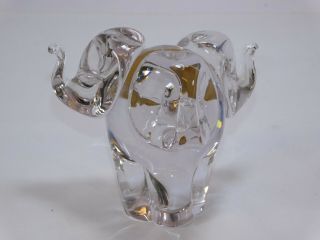 WEDGWOOD ENGLAND Clear Glass Three Headed Elephant PAPERWEIGHT / RING HOLDER 2