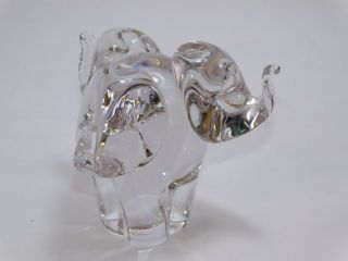 WEDGWOOD ENGLAND Clear Glass Three Headed Elephant PAPERWEIGHT / RING HOLDER 3