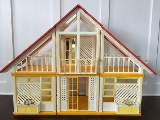 Vintage Barbie Dream House 1970’s Yellow & Orange A Frame Unfurnished