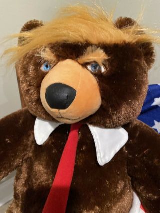 President Donald Trump Trumpy Bear Deluxe 22 " Stuffed Plush American Flag Cape