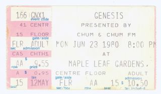 Genesis 6/23/80 Toronto Ontario Canada Maple Leaf Gardens Concert Ticket Stub