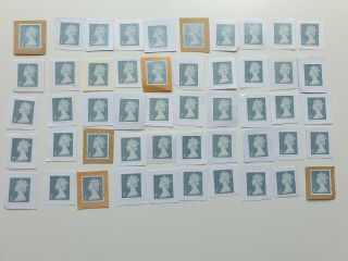 50 X Royal Mail First Class Stamps,  Unfranked On Paper.  Fv £35