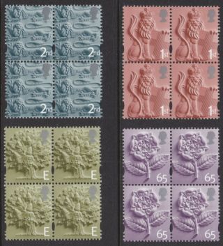 2001 England Definitives Sgen1 - Sgen4 In Blocks Of 4 U/mint.
