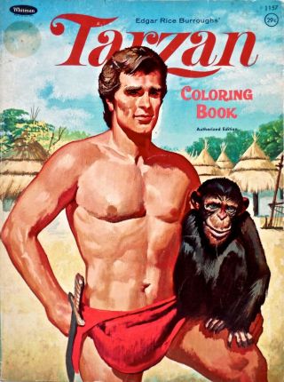 Vintage Tarzan Tv Show Ron Ely Coloring Book Whitman 1968