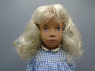 Vintage Sasha Doll 16 " Blonde Girl Blue & White Gingham Dress 107 Box