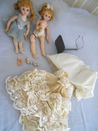 Pair 1964 Vintage Madame Alexander Elise Dolls Bride & Ballerina Repair