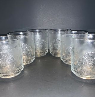 Vintage Clear Glass Cups Raised Flower Pattern Mugs (set Of 6) Kig Indonesia