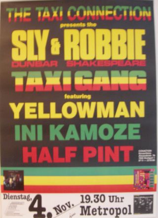 Sly Dunbar Robbie Shakespeare Yellowman Concert Tour Poster 1988 Black Uhuru