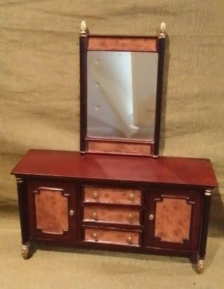 Dollhouse Miniature Bespaq Dresser Cabinet & Mirror 1:12 Scale