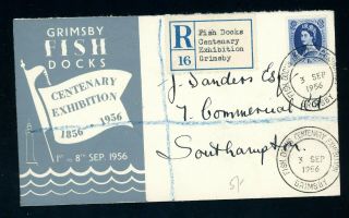 Grimsby 1956 Fish Docks Registered Cover With R.  Label (s354)