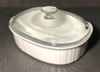 Vintage Corning Ware French White F - 12 - B |1.  8 Liter Oval Casserole W/ Pyrex Lid