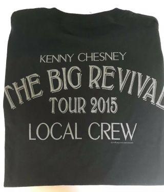 Kenny Chesney Big Revival Tour 2015 Concert Local Crew Black T Shirt Size Xl