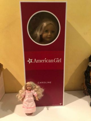 American Girl Doll Caroline Retired W/box,  Book,  Miniature Doll,  & Holiday Gown