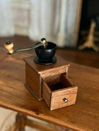 Vintage Miniature Dollhouse Rare Artisan Signed Coffee Grinder Primitive Kitchen