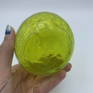 Vintage Blenko Crackle Glass Pinched Green Vase 3