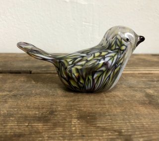 Vintage Art Glass Bird Paperweight Mid Century