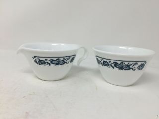Corning Ware Corelle Old Town Blue Onion Sugar Bowl And Hook Handle Creamer