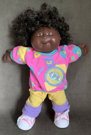 Vintage African American Girl Cabbage Patch Kids Doll Black Cpk Cornsilk Dimple