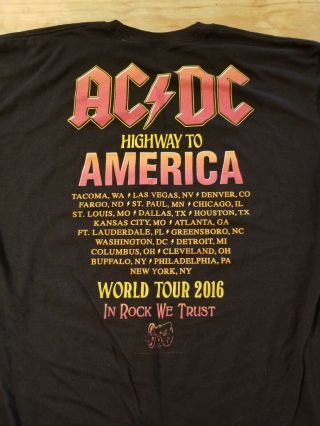 Ac/dc 2016 Rock Or Bust World Concert Tour Tshirt Xl Black Angus Young