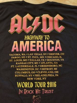 AC/DC 2016 Rock or Bust World Concert Tour Tshirt XL Black Angus Young 3