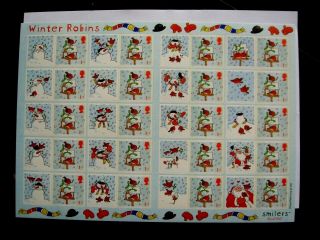 Gb Stamp Sheet Of Smilers Of Winter Robins 2003