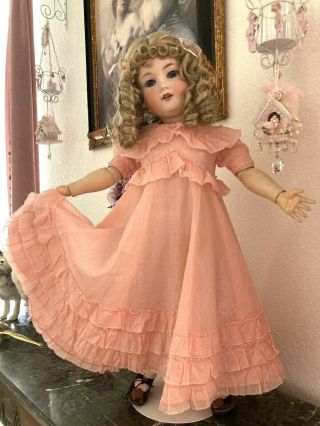 Antique Cotton,  Ruffles Dress For Large 26”,  27” Jumeau,  Bru,  Or Germam Doll