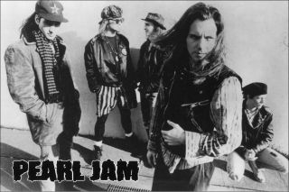 Pearl Jam Group Photo Black And White Poster