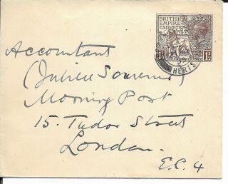 Gb 1925 Wembley Exhibition 1/1/2d Brown P/s Cover With Berkhamsted Cds To London