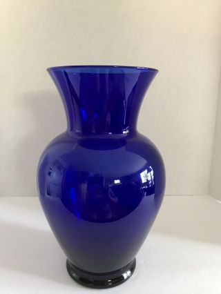 Vintage Cobalt Blue Large 10 3/4 " Classic Shape Vase With Flared Top