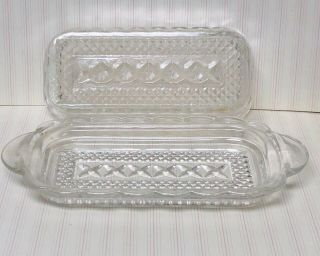 Vintage Cut Glass Butter Dish With Lid