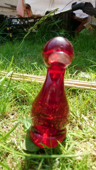 Whitefriars Ruby Red Glass Duck Paperweight With Artistic Bubbles