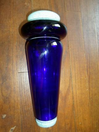 Cobalt Blue Vase - Signed On Bottom - Hand Blown - Heavy Art Glass - Cobalt