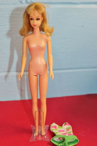 1966 Francie Doll Barbie Cousin Bendable Legs Ash Blonde In Swim Suit