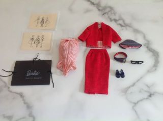 Vintage Barbie Clothes Busy Gal Complete W/accessories Htf Navy Shoes 981