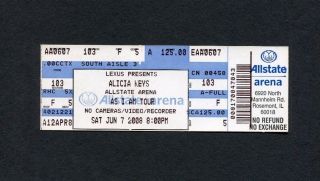 Alicia Keys Concert Ticket Rosemont Il As I Am Tour
