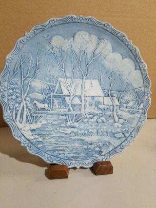 Vintage 1980 Winter In The Country Grist Mill 1 Signed Fenton Art Glass Plate