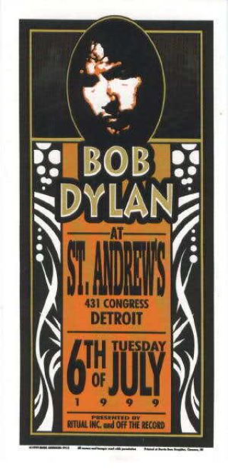 1999 Bob Dylan Detroit Silkscreen Concert Handbill By Mark Arminski Poster