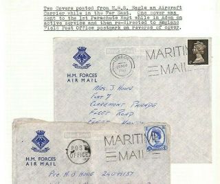 Gb Naval Mail Hms Eagle Covers{2} Album Page 1967 Early Machin {samwells}ad359