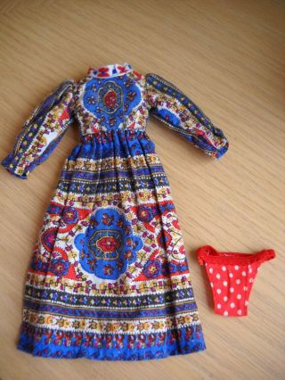 1972 Vintage Blythe Doll Pretty Paisley Dress And Panties Set