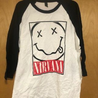 Nirvana - Smiley Box Raglan Baseball T - Shirt Kurt Cobain Grunge