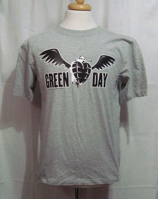 Green Day American Idiot 2004 Gray T Shirt With Grenade Heart Wings - Size Xl