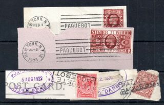 Gb Kgv Stamps On Pieces & Various Paquebot Postmarks Ws14763