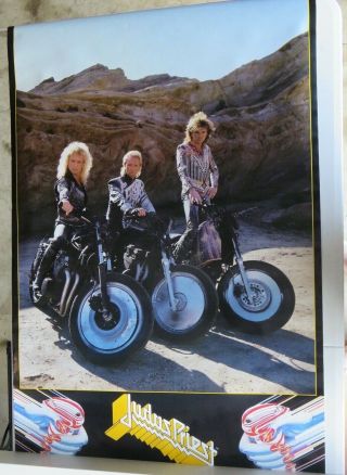 Judas Priest Group Desert Motorcycles Vintage Poster 1986 Funky