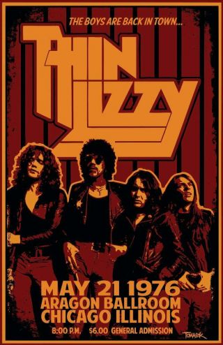 Thin Lizzy Concert Poster - The Boys Are Back In Town / 19 X 13 Inch