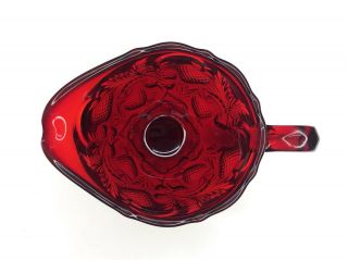 Fenton Inverted Strawberry Pattern Glass Creamer Ruby Red Vintage 3