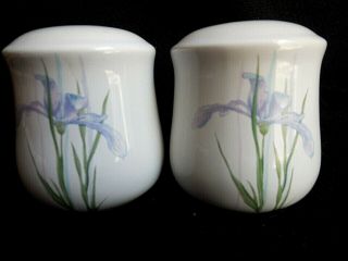 Corelle Shadow Iris Salt And Pepper Shakers - - Flowers Purple - -