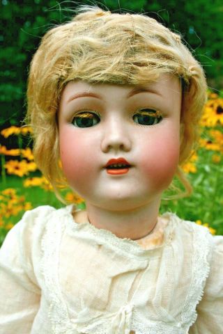Antique C.  M.  Bergmann Simon Halbig 24 " Bisque Head Doll Germany Compo Body Tlc