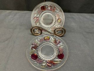 Westmoreland " Della Robbia " Flashed Set Of 2 Saucers Only 5 1/4 " Dia