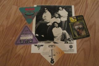 Van Halen - Publicity Photo Three Satin Tour Passes And Radio Promo Sticker
